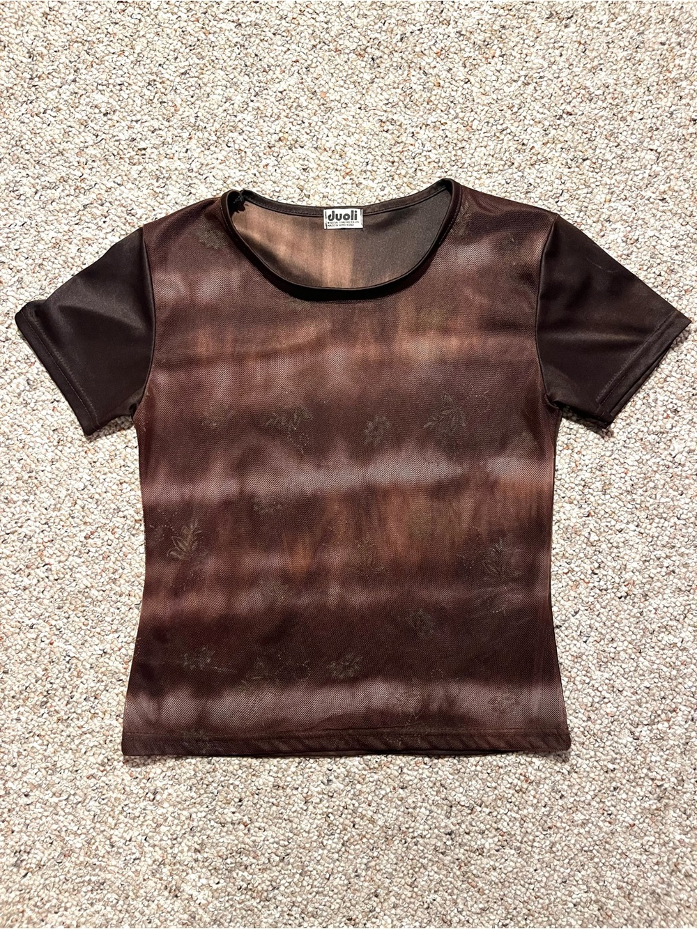 Vintage 90s Brown Floral Short Sleeve Women's Top